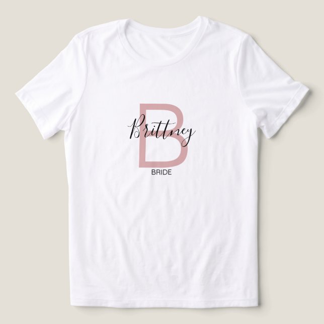 Camiseta Dusty Pink Bride Monogram (Design frontal)