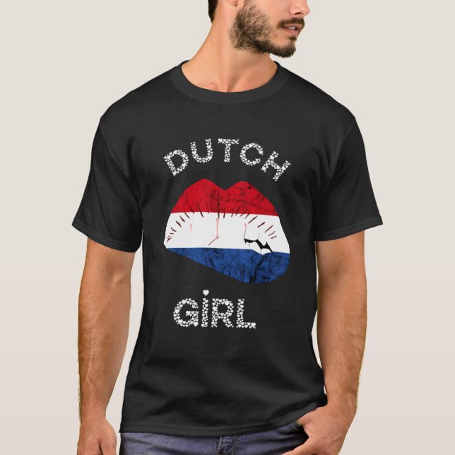 Camiseta Dutch Girl Lábios Holland Vintage Países Baixos (Frente)
