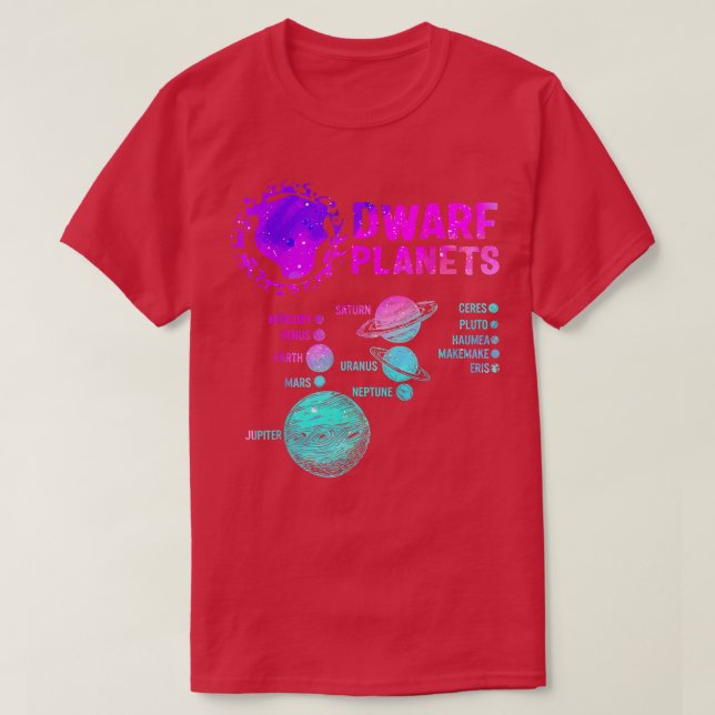 Camiseta Dwarf Planets Science Space Solar Astronomy System (Frente do Design)