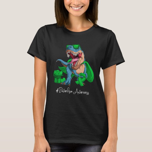 Camiseta Dwarfism Awareness Month Green Ribbon Trex (Frente)