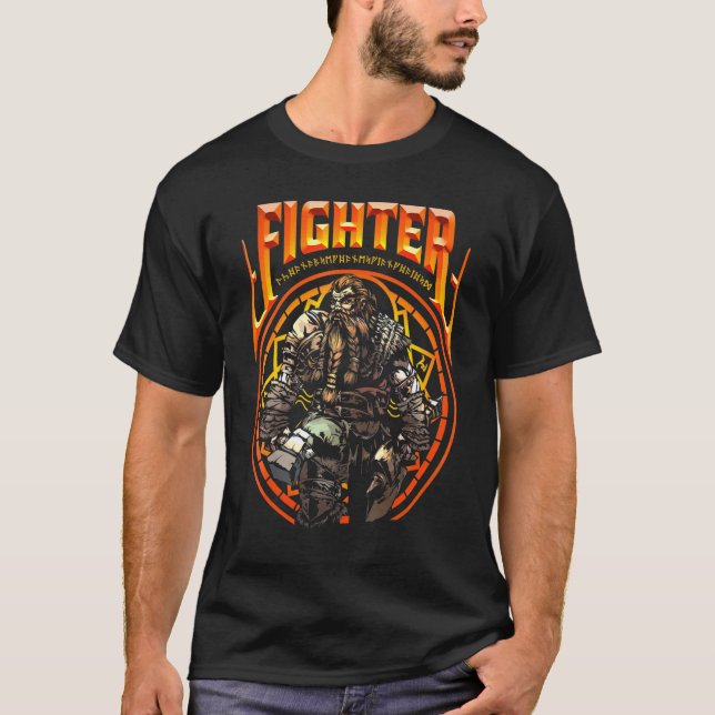 Camiseta Dwarven Fighter Fantasy Rpg Dungeons Roleplay D (Frente)