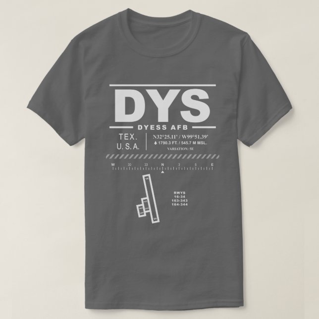 Camiseta Dyess AFB Air Force Base DYS (Frente do Design)