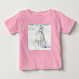 Camiseta Dyfra o Cavalo Islandês Galopando na Neve