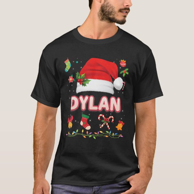 Camiseta Dylan Santa Claus Hat Family Feliz Natal Natal (Frente)