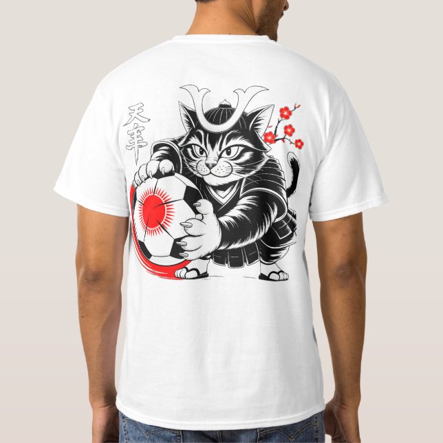 Camiseta Dynamic Japanese Samurai Soccer Cat - Soccer Fans (Verso)