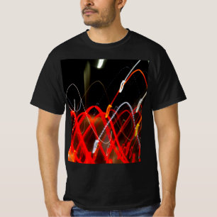 Camiseta Dynamic Red and White Abstract Long Exposure Light