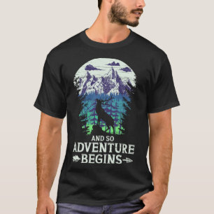 Camiseta E A Aventura Começa A Acampar A Vintage.