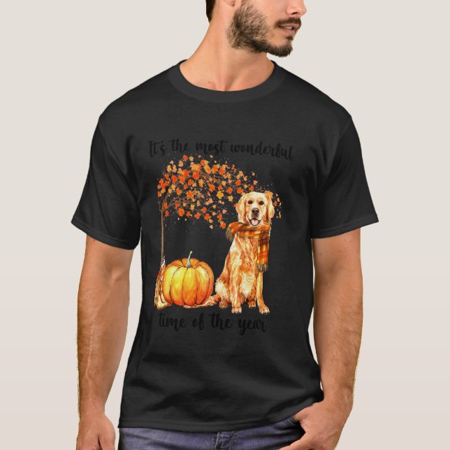 Camiseta É A Época Mais Maravilhosa Cachecol Golden Retriev (Frente)