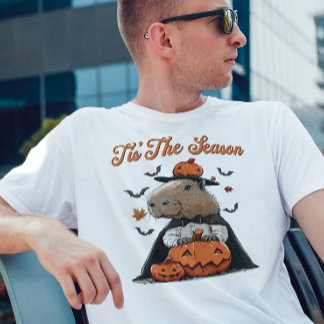 Camiseta É a estação Capybara Halloween Engraçada