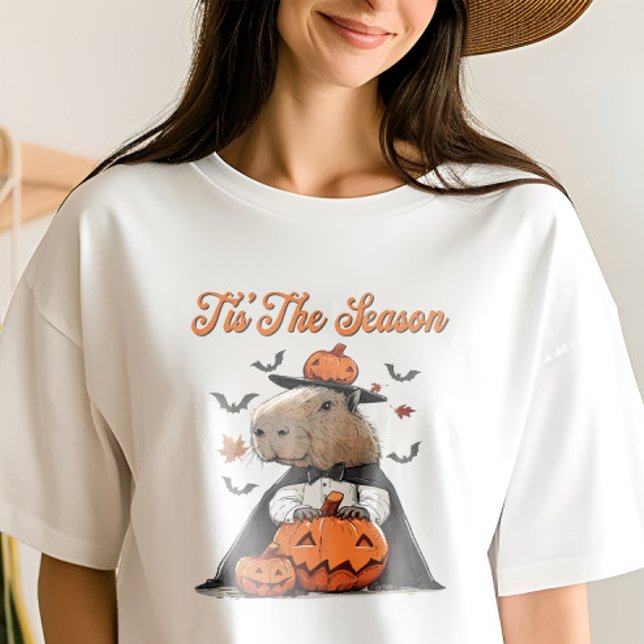 Camiseta É a estação Capybara Halloween Engraçada (Criador carregado)