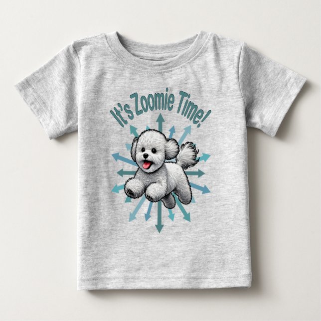 Camiseta É a Hora do Zoomie Bichon Frise (Frente)