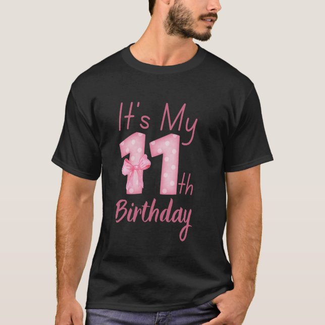 Camiseta É a minha 11 de Aniversário 11, Coquette, Themed B (Frente)