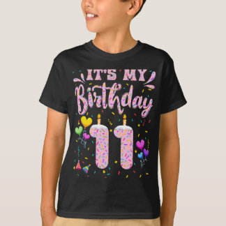 Camiseta É a minha 11 de Aniversário Garota Louca Feliz 11 