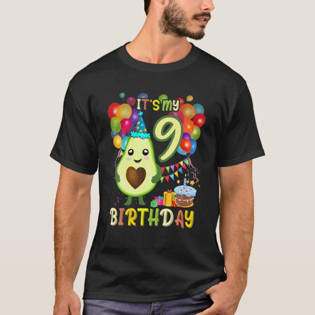 Camiseta É A Minha 9ª Festa de aniversário Avocado De Avoca (Frente)