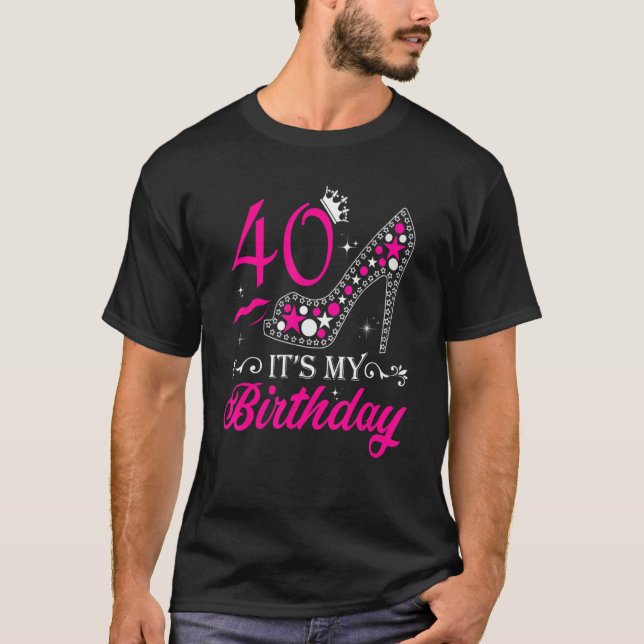 Camiseta É a minha aniversário de 40 anos feliz de 40 salto (Frente)