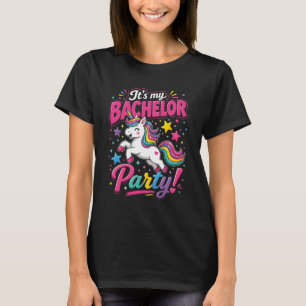 Camiseta É a Minha Festa de Solteiro Arco-íris Unicórnio No