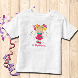 Camiseta É a minha garota de aniversário com balões