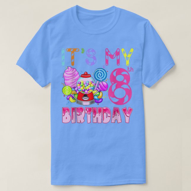 Camiseta É a minha oitava garota de aniversário da Candylan (Frente do Design)