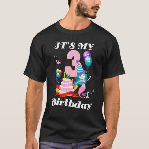 Camiseta É a minha terceira Sereia de Aniversário de 3 anos