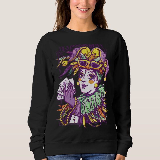 Camiseta É A Mulher Mardi Gras Jester Hat Parade Miçangas M (Frente)