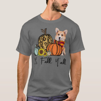 Camiseta É a Queda de "Corgi Leopard Pumpkin Sunflower574"