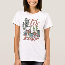 Camiseta É a Temporada Cactus Botas de Cowboy Férias