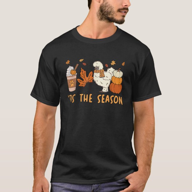 Camiseta É a Temporada de Frango de Seda Mãe Outono Abóbora (Frente)