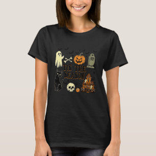 Camiseta É a Temporada Fantasma Halloween Abóbora Atmosfera