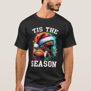 Camiseta É a Temporada Mãe de Futebol Natal Chapéu do Papai