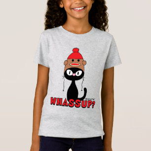 Camiseta E aí? Gato de desenho animado com chapéu de macaco