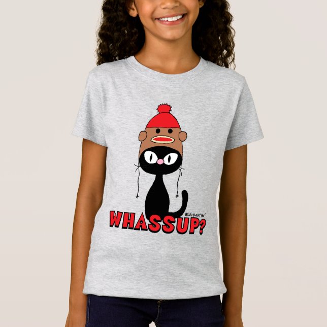 Camiseta E aí? Gato de desenho animado com chapéu de macaco (Frente)