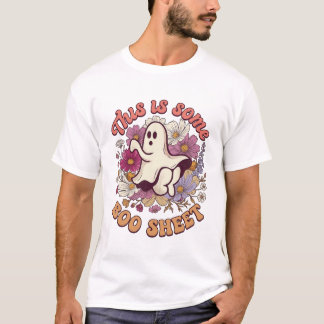 Camiseta É Alguma Folha de Boo Fantasma Flores Retro_1