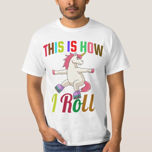 Camiseta É Assim Que Eu Rodo - Unicórnio de Patins (Frente)