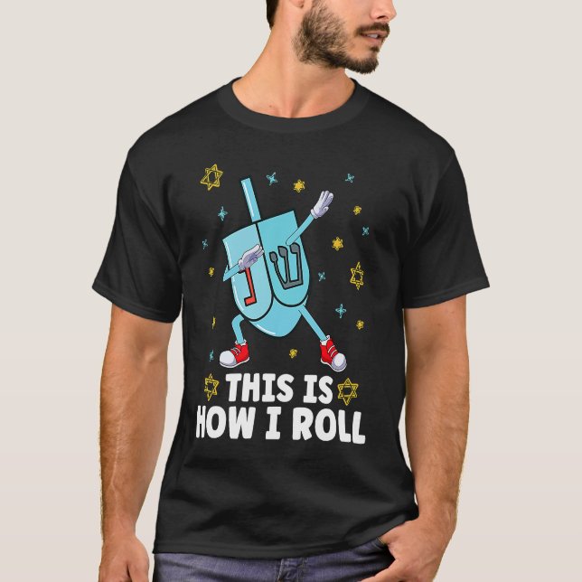 Camiseta É Assim Que Eu Rolo Dabbing Dreidel Menorah (Frente)