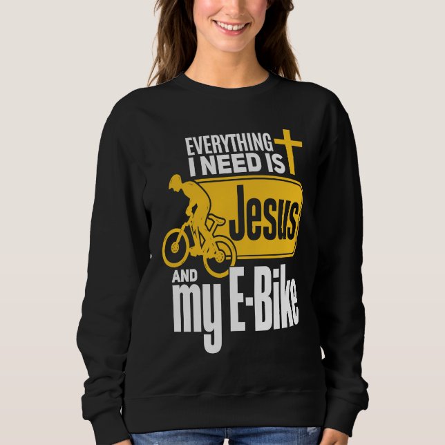 Camiseta E Biker Jesus  Jesus and E Biking Religious EBiker (Frente)
