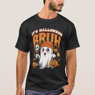 Camiseta É Bruh Cute Ghost Candy Pumpkin Jack O