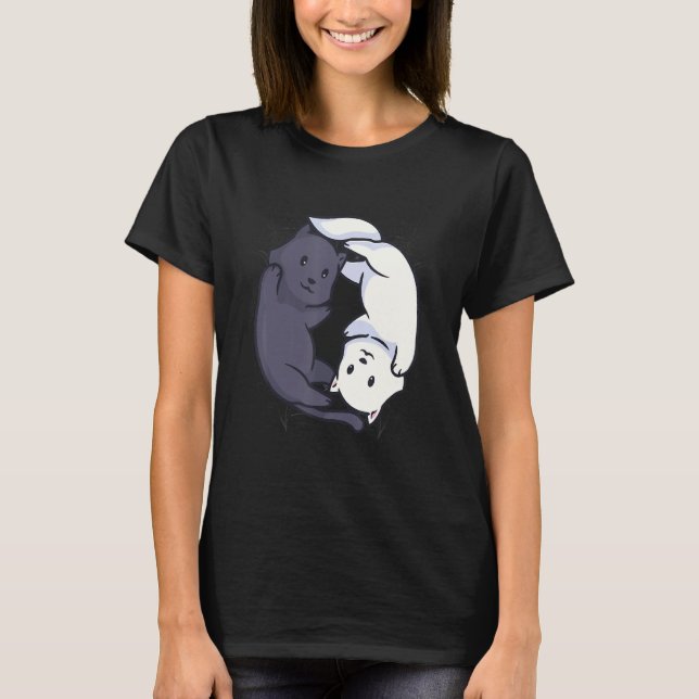 Camiseta E Cat Yin E Yang Halloween Para (Frente)