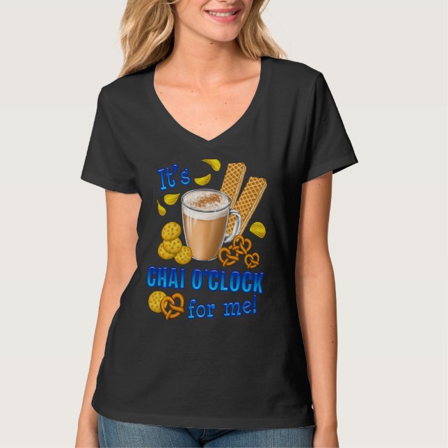 Camiseta É Chai O Clock Engraçado Café Tea Beber (Frente)