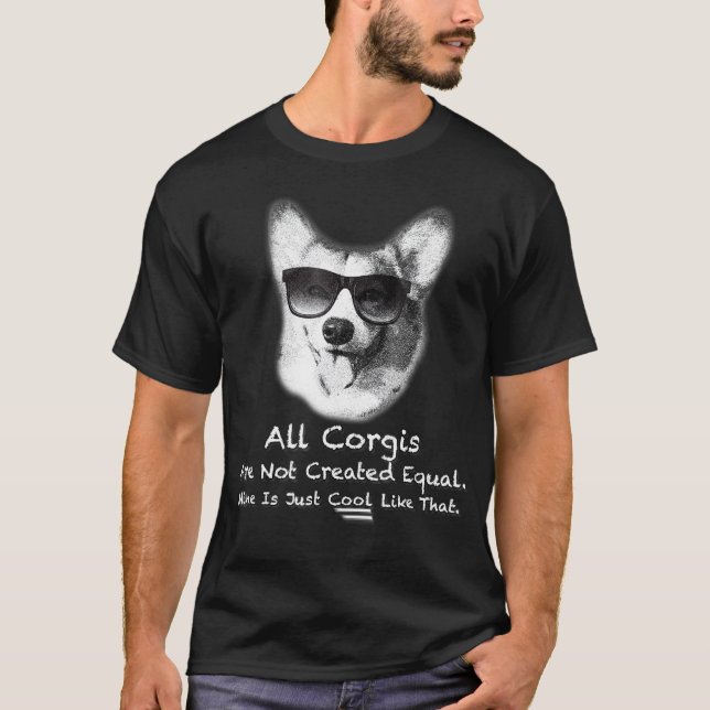 Camiseta E Corgi Despreocupado Para Mães E Pais (Frente)