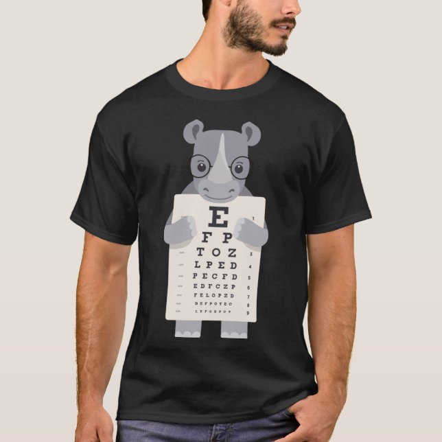 Camiseta e Cute Rhino com Óculos com Gráfico de Olhos (Frente)