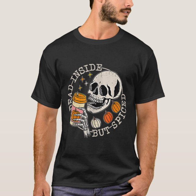 Camiseta E Dentro De Morto De Esqueleto Traseiro, Mas O Hal (Frente)