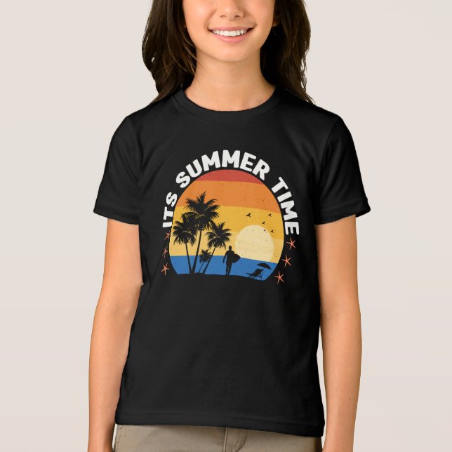 Camiseta É Design de Pôr do Sol Tropical de Verão (Frente)