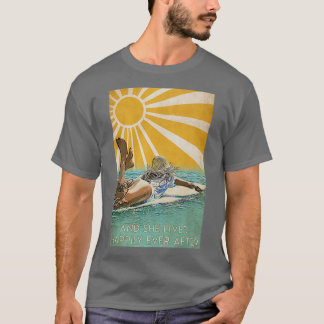 Camiseta E ela viveu feliz para sempre após surf sob sol