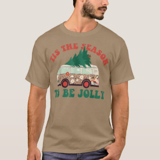Camiseta É Época de Ser Alegre Árvore Natal Groovy Retrô 