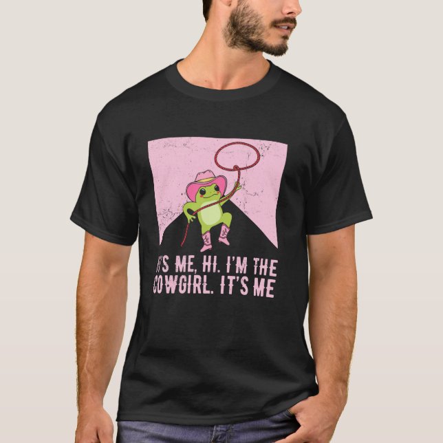 Camiseta É Eu, Olá, Eu Sou a Cowgirl, É Eu, Sapo Engraçado  (Frente)
