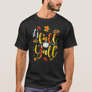 Camiseta É Fall Ya'll Autumn Deixa Folhagem Botânica Cuta