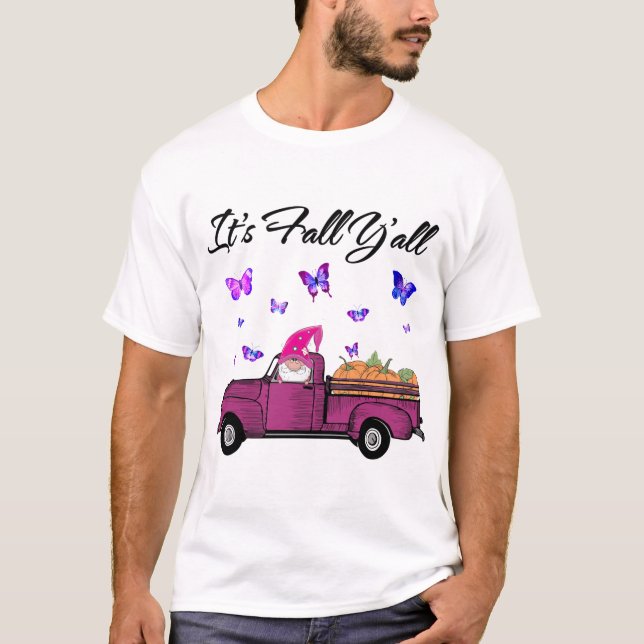 Camiseta É Fall Y'all Pumpkins Impressão Maple Fazenda Truc (Frente)