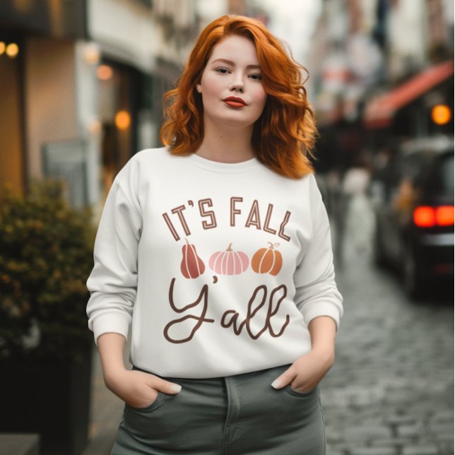 Camiseta É Fall Y'All Sweatshirt, Halloween - Obrigado (It's Fall Y'all Sweatshirt, Cozy Vibes, Autumn Vibes, Fall Lover Gift, Stylish Fall Shirt)