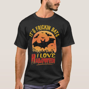 Camiseta É Frickin Bats Morcegos com texto amarelo e verm