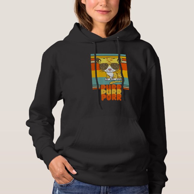 Camiseta E Gato-Leopardo Com Óculos De Sol Ronronando Retro (Frente)